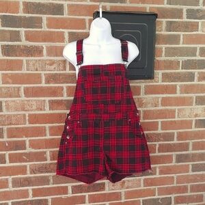Hot Topic Red Plaid Shortall Size XL